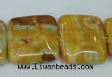 CAG3616 15.5 inches 25*25mm square yellow crazy lace agate beads