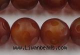 CAG3667 15.5 inches 20mm carved round matte red agate beads