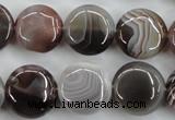 CAG3715 15.5 inches 16mm flat round botswana agate beads wholesale