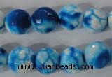 CAG3874 15.5 inches 12mm faceted round fire crackle agate beads