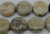 CAG3907 15.5 inches 18mm flat round chrysanthemum agate beads