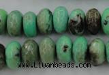 CAG3915 15.5 inches 8*14mm faceted rondelle green grass agate beads