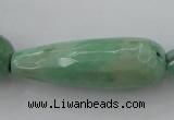 CAG3922 15.5 inches 10*30mm faceted teardrop green grass agate beads