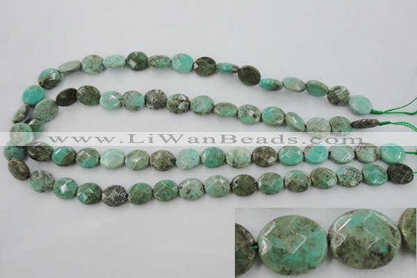 CAG3931 15.5 inches 10*12mm faceted oval green grass agate beads