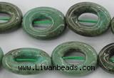 CAG3945 15.5 inches 13*18mm oval donut green grass agate beads