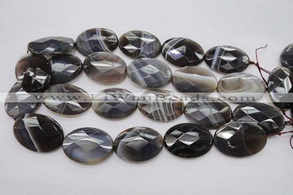 CAG3977 15.5 inches 25*35mm faceted oval grey botswana agate beads