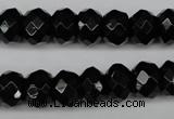 CAG3995 15.5 inches 8*12mm faceted rondelle black agate beads