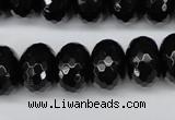 CAG3997 15.5 inches 12*16mm faceted rondelle black agate beads