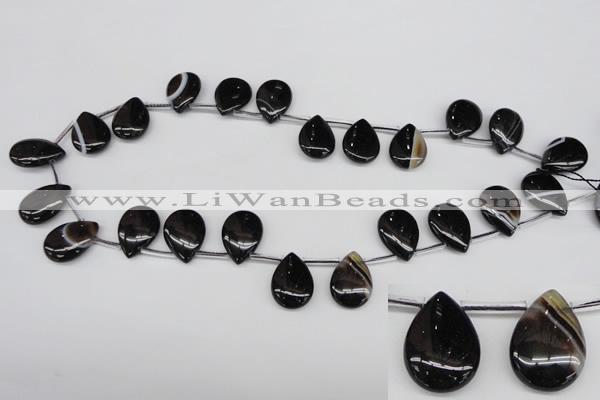 CAG4044 Top-drilled 13*18mm flat teardrop black agate beads