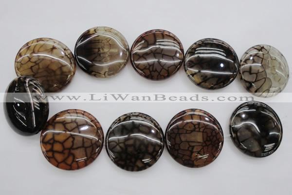 CAG4069 15.5 inches 40mm flat round dragon veins agate beads