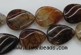 CAG4096 15.5 inches 13*18mm twisted flat teardrop dragon veins agate beads