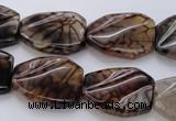 CAG4111 15.5 inches 18*25mm twisted rectangle dragon veins agate beads