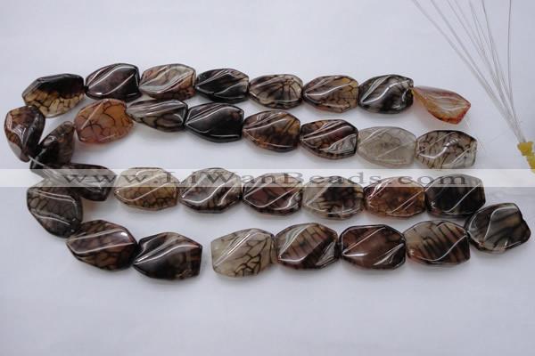 CAG4111 15.5 inches 18*25mm twisted rectangle dragon veins agate beads