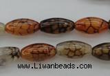 CAG4125 15.5 inches 8*16mm rice dragon veins agate beads