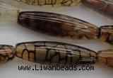 CAG4129 15.5 inches 12*40mm rice dragon veins agate beads