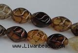 CAG4148 15.5 inches 6*10mm twisted rice dragon veins agate beads