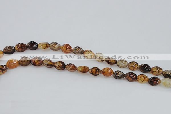 CAG4148 15.5 inches 6*10mm twisted rice dragon veins agate beads