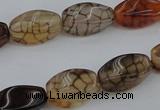 CAG4149 15.5 inches 6*12mm twisted rice dragon veins agate beads