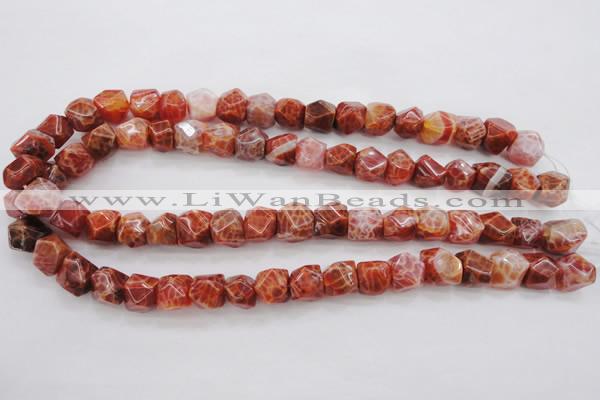 CAG4176 15.5 inches 10*11mm faceted nuggets natural fire agate beads