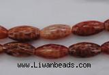 CAG4195 15.5 inches 8*16mm faceted rice natural fire agate beads