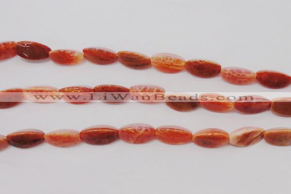 CAG4200 15.5 inches 8*16mm twisted trihedron natural fire agate beads