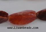 CAG4202 10*20mm faceted & twisted trihedron natural fire agate beads