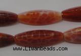 CAG4206 15.5 inches 10*30mm trihedron natural fire agate beads