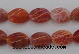 CAG4238 15.5 inches 10*14mm twisted oval natural fire agate beads