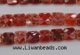 CAG4250 15.5 inches 8*8mm faceted square natural fire agate beads