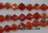 CAG4260 15.5 inches 6*6mm faceted diamond natural fire agate beads