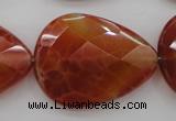 CAG4276 15.5 inches 25*35mm faceted flat teardrop natural fire agate beads