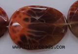 CAG4280 15.5 inches 28*39mm faceted freeform natural fire agate beads