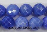 CAG4313 15.5 inches 10mm faceted round dyed blue fire agate beads