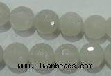 CAG4351 15.5 inches 10mm faceted round white agate beads wholesale