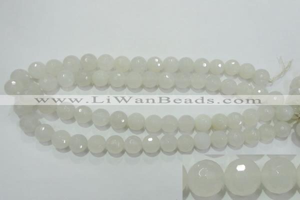 CAG4352 15.5 inches 12mm faceted round white agate beads wholesale