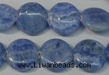 CAG4381 15.5 inches 18mm flat round dyed blue lace agate beads