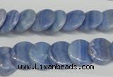 CAG4392 15.5 inches 14mm flat round dyed blue lace agate beads