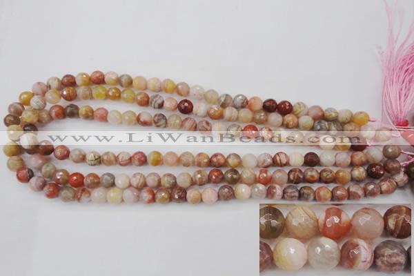 CAG4472 15.5 inches 8mm faceted round pink botswana agate beads