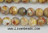 CAG4482 15.5 inches 6mm faceted round fire crackle agate beads