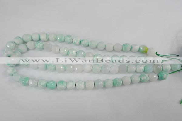 CAG4516 15.5 inches 10mm faceted round fire crackle agate beads