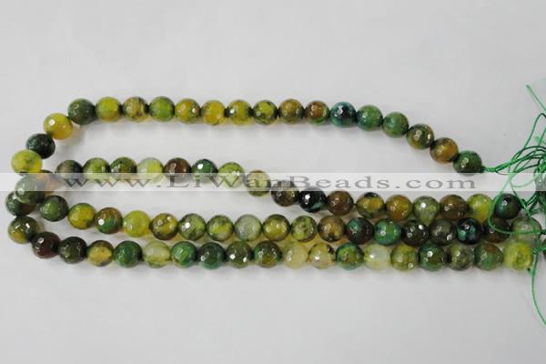 CAG4519 15.5 inches 10mm faceted round fire crackle agate beads