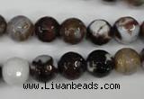 CAG4526 15.5 inches 10mm faceted round fire crackle agate beads