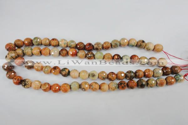 CAG4529 15.5 inches 10mm faceted round fire crackle agate beads