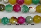 CAG4531 15.5 inches 10mm faceted round fire crackle agate beads