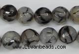 CAG4540 15.5 inches 12mm faceted round fire crackle agate beads