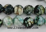 CAG4545 15.5 inches 12mm faceted round fire crackle agate beads