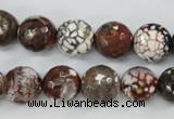 CAG4547 15.5 inches 12mm faceted round fire crackle agate beads