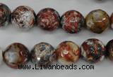 CAG4548 15.5 inches 12mm faceted round fire crackle agate beads