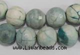 CAG4556 15.5 inches 14mm faceted round fire crackle agate beads