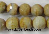 CAG4558 15.5 inches 14mm faceted round fire crackle agate beads